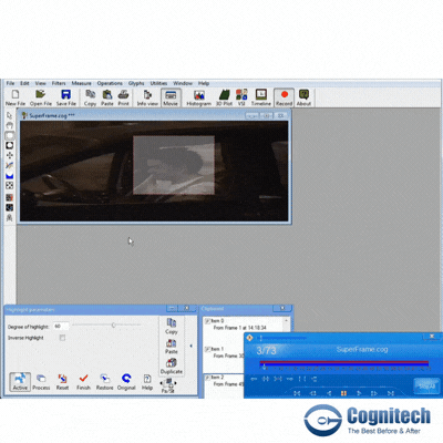 Cognitech 64 Video Investigator forensic analysis interface.