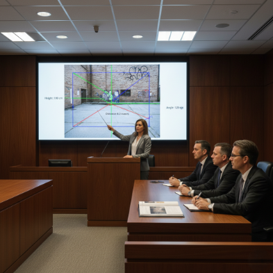 A female professional, screen displaying a forensic analysis