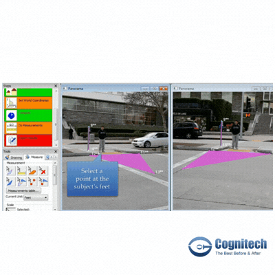 Cognitech AutoMeasure® 64 software measuring height of a person side-by-side.